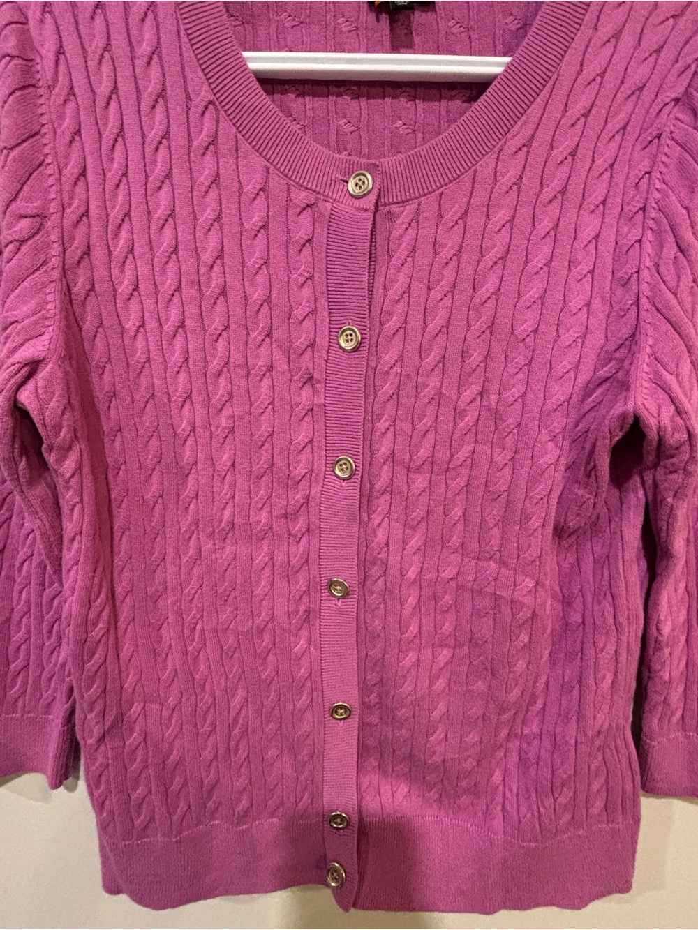 Talbots Pink Cable-Knit Button Cardigan - Picture 2 of 4